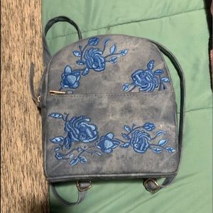 Blue Floral Mini Backpack Never Used
